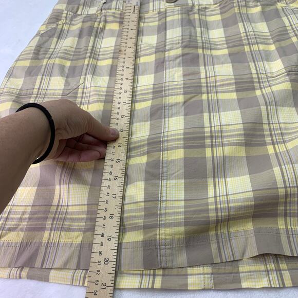 CJ Banks Womens 18W Plus Size Yellow Gold Brown Plaid Skort with Shorts - Picture 8 of 8